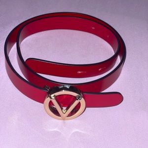 Valentino Logo Buckle Leather Belt